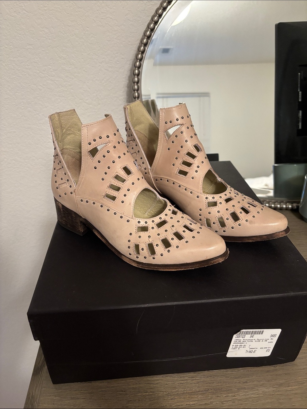 Sbicca Blush Cutout Studded Ankle Booties